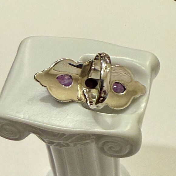 Gorgeous Genuine Amethyst & Purple Mohave Turquoise Southwest Statement Ring - Picture 6 of 6